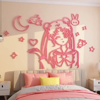 3D Cartoon Sailor Moon Acrylic Wall Art Decor
