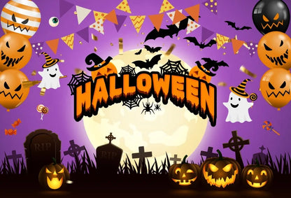 Moonlit Feline: Halloween Bat Castle Backdrop