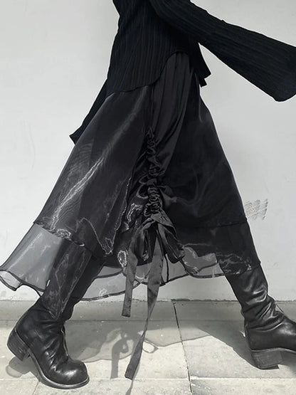 Chic Irregular Black Organza Half Skirt