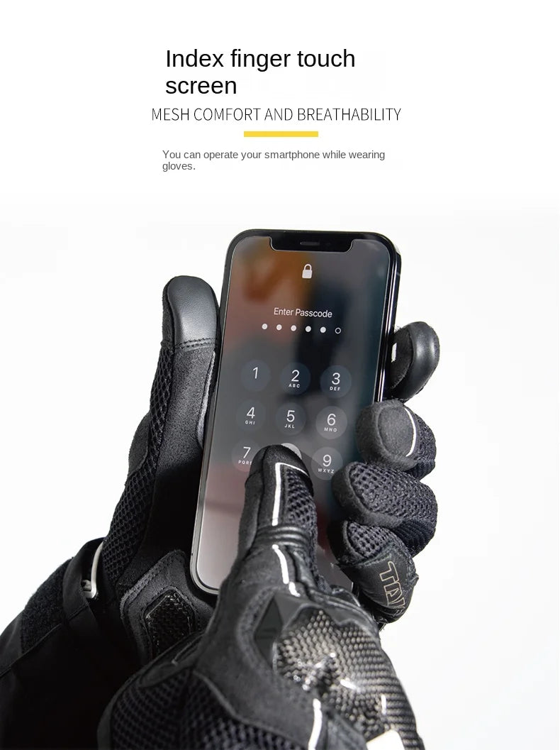RSTAICHI Men's Retro Touchscreen Motorcycle Gloves