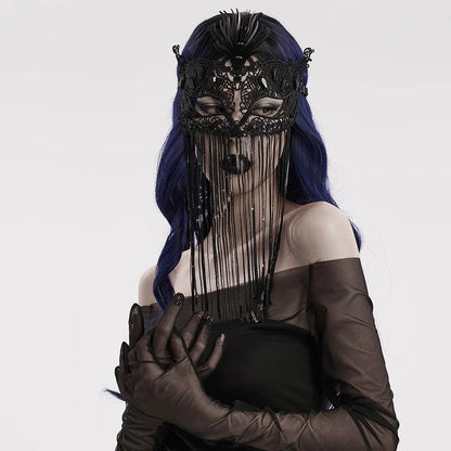 Gothic Fringed Lace Coffin Eye Mask