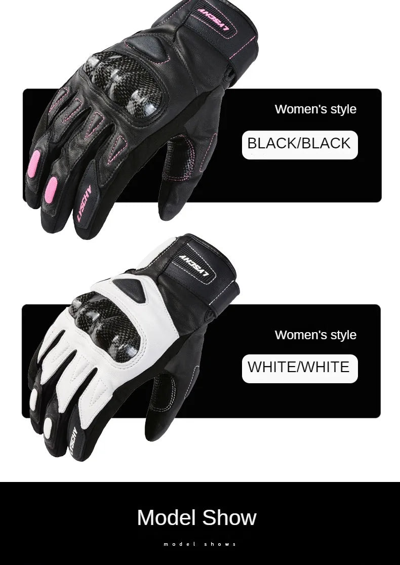 LYSCHY Winter Waterproof Leather Motorcycle Gloves
