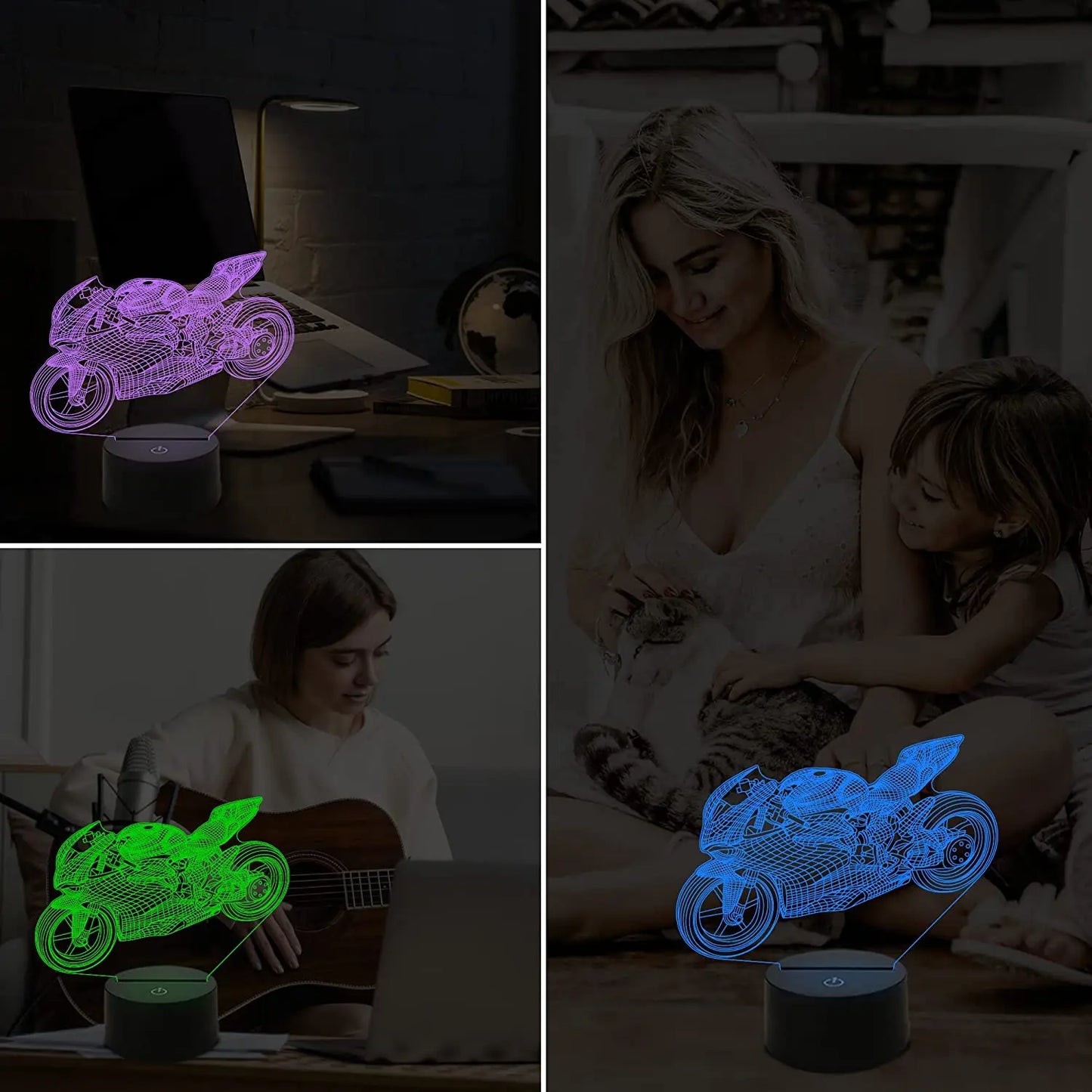 3D Motorcycle LED Lamp - Kids' Room Decor Gift