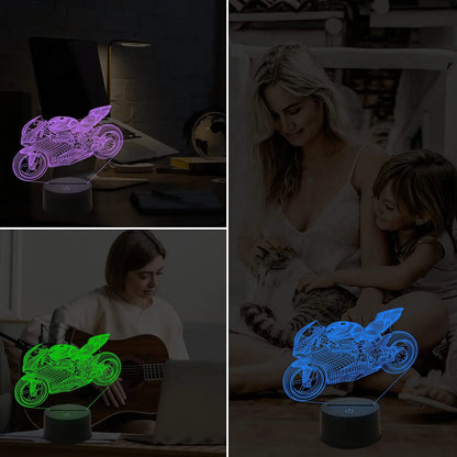 3D Motorcycle LED Lamp - Kids' Room Decor Gift