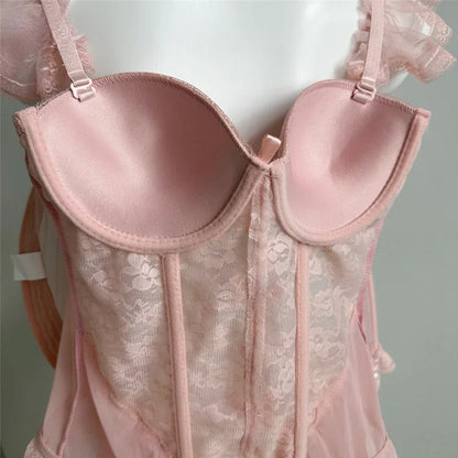 Velvet Lace Corset & Panty Set - Pure Desire