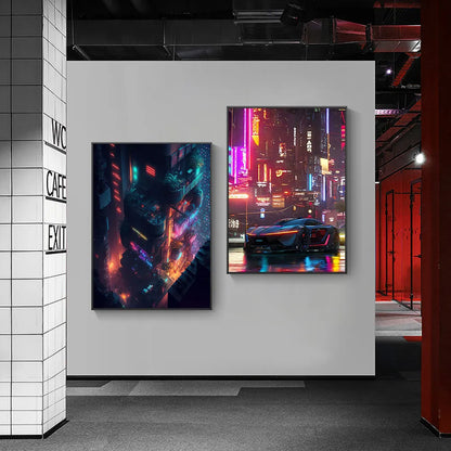 Cyberpunk Tone Landscape Poster
