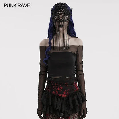 Gothic Fringed Lace Coffin Eye Mask