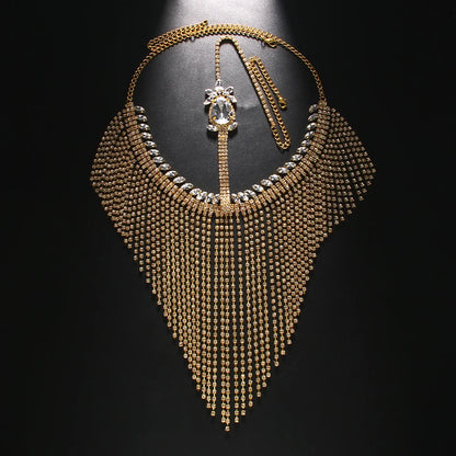 Indian Bridal Long Tassel Mask Chain Belly Dance Face Accessories Exotic Lady Geometric Rhinestone Veil Masks Halloween Jewelry
