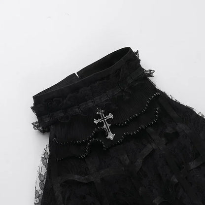 Nostalgic Lace Gothic Crop Tank for Retro Street Style