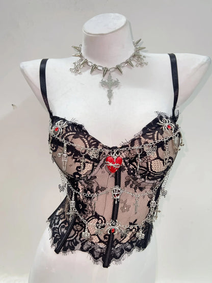 Gothic Y2K Lace Crop Tank