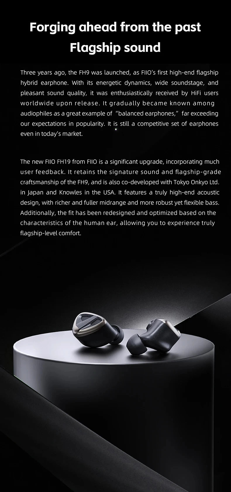 FiiO FH19 2DD+6BA Hybrid Driver HiFi Music IEM Hi-Res Audio In-Ear Earphone MMCX Detachable Cable Wried Earbuds