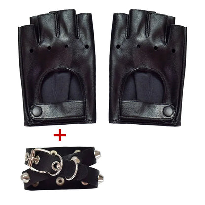 Spice Punk Gothic Half Finger Leather Gloves