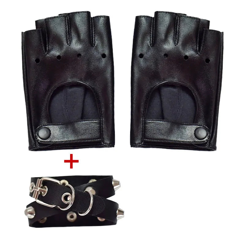 Half Finger hollow out gloves leather
