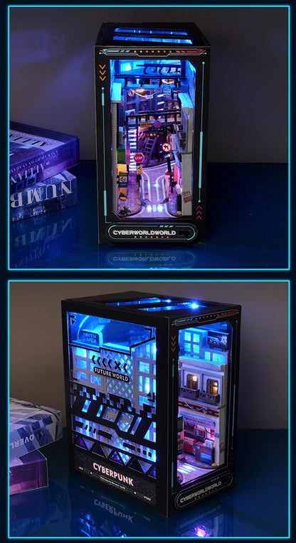 Cyberpunk DIY Book Nook Model Kit for Creative Room