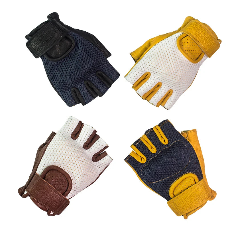 Retro Breeze Half-Finger Motorcycle Gloves