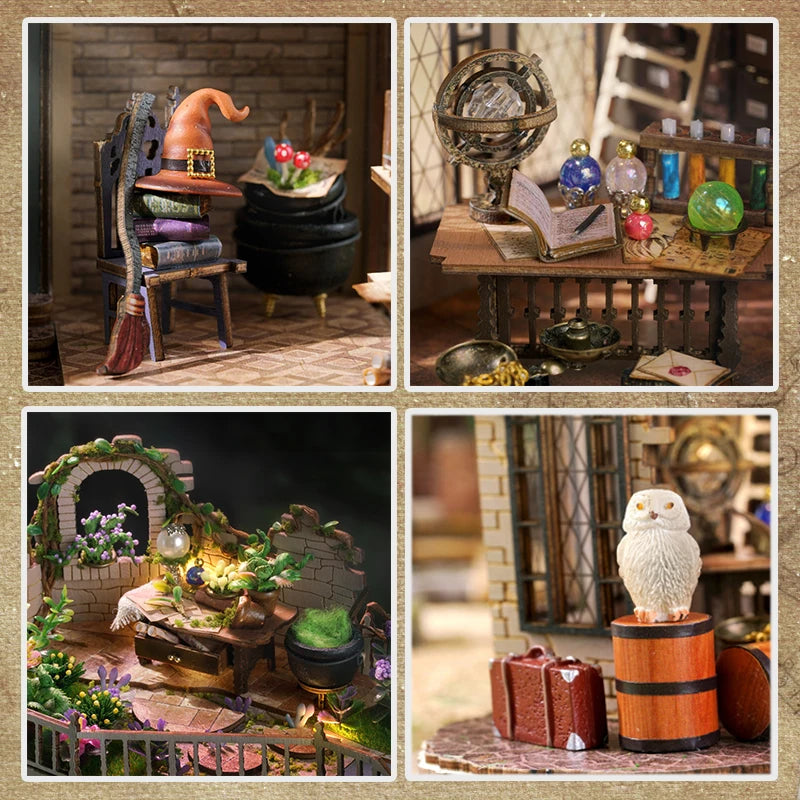 Dollhouse Roombox Magic Workshop Garden With Light