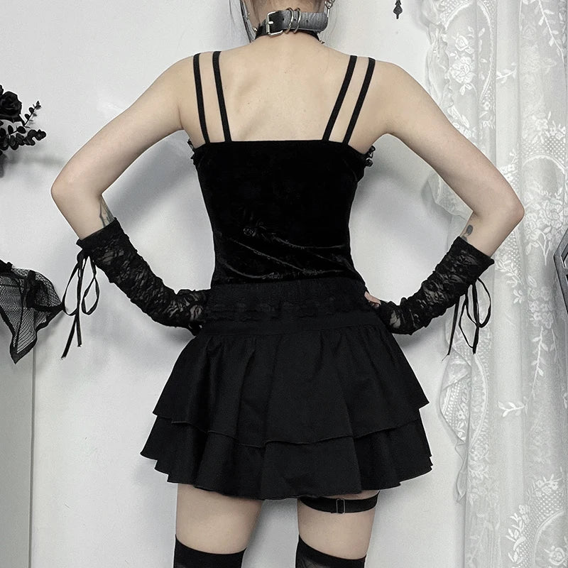 Black Rose Lace-Up Camisole Top