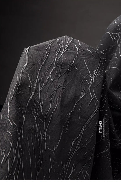 Eco Pleat: Black Nylon-Rayon Fabric for Design Creations