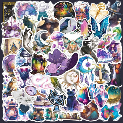 50Pcs Cool Art Gothic Apothecary Witchy Cat Moon Magic b