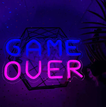 Neon Gaming: Iconic 'Game Over' Light Sign