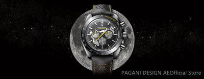 Pagani Moon Black Skeleton Quartz Chrono Watch