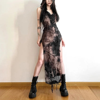 Tie Dye Hooded Grunge Dress