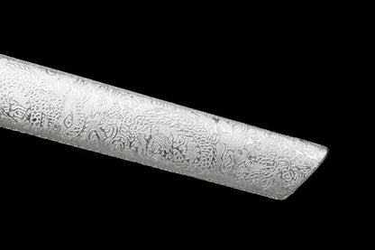 silver Wolf Sword Hand forged real steel lightning Sharp
