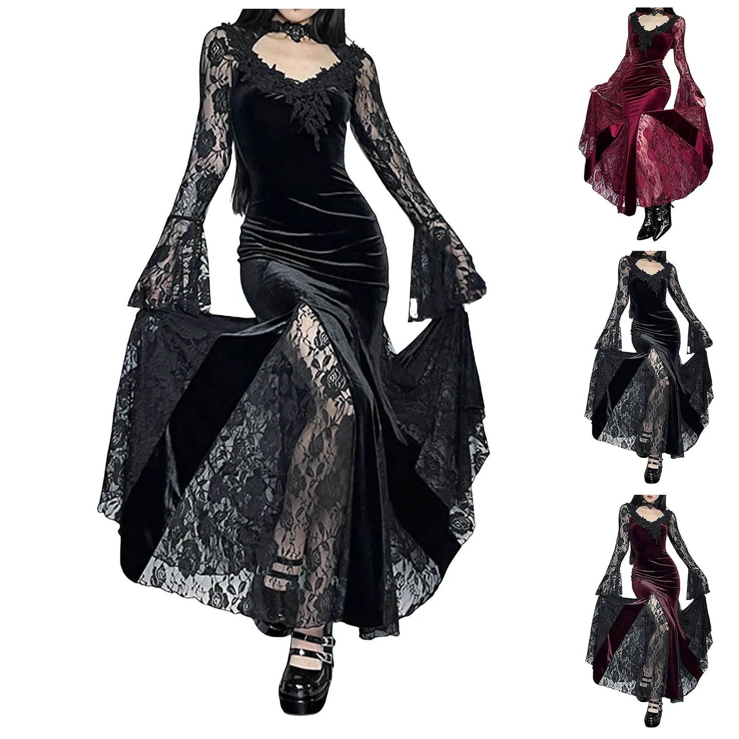 Gothic Rose Lace Plaid Mini Dress - Punk Vibe