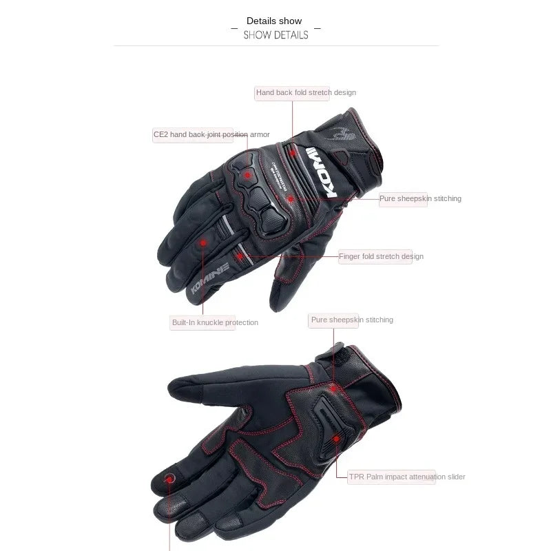 Komine GK-856 Sheepskin CE2 Motorcycle Gloves