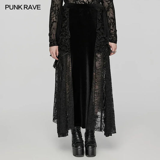 Velvet Ruffled Lace Skirt for Bold Elegance