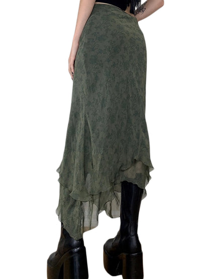 Midi Skirt Summer High Waist