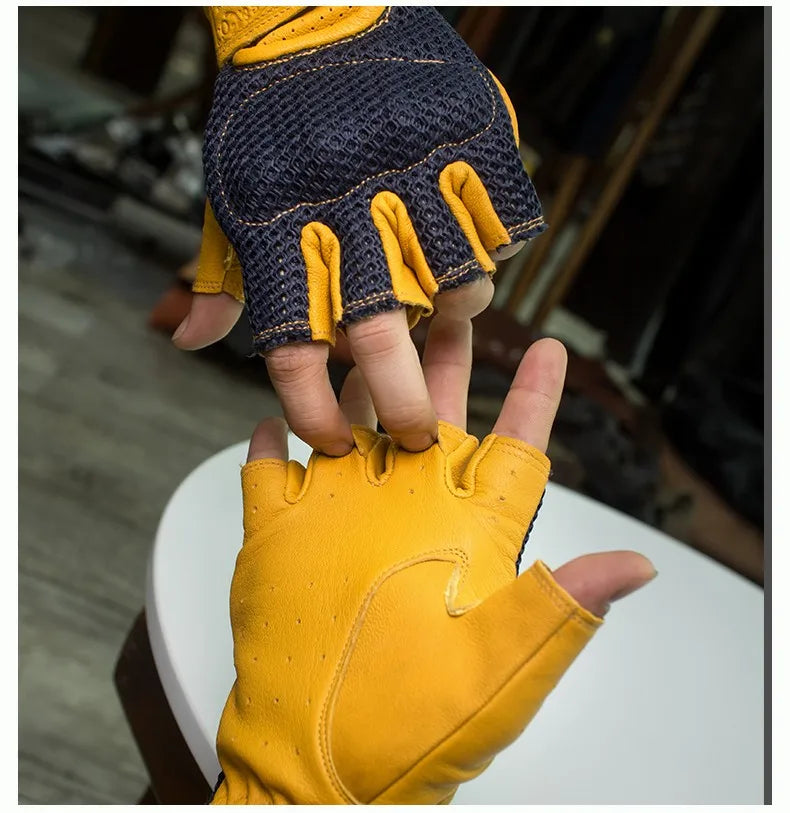 Retro Breeze Half-Finger Motorcycle Gloves