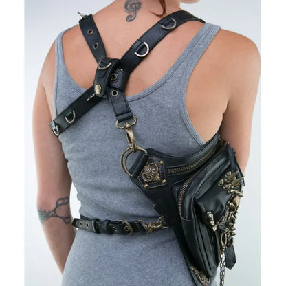 Women's Fanny Pack Steam Punk Waist Leg Hip Belt Messenger