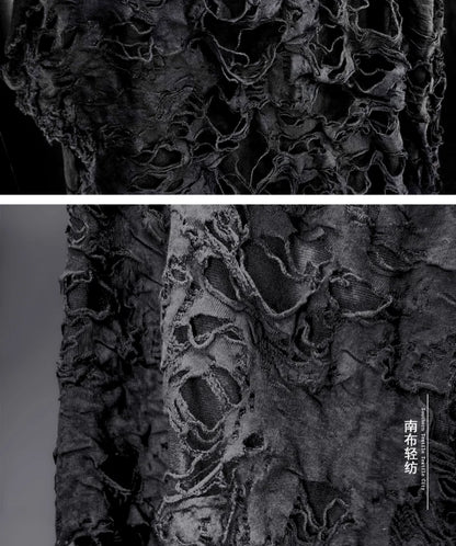 Black Tattered Knit Fabric - Eco-Friendly Textiles