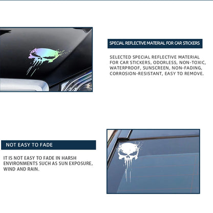 Reflective Skull Decal - Waterproof Motorcycle Accessory