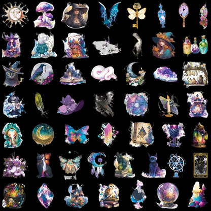 50Pcs Cool Art Gothic Apothecary Witchy Cat Moon Magic b