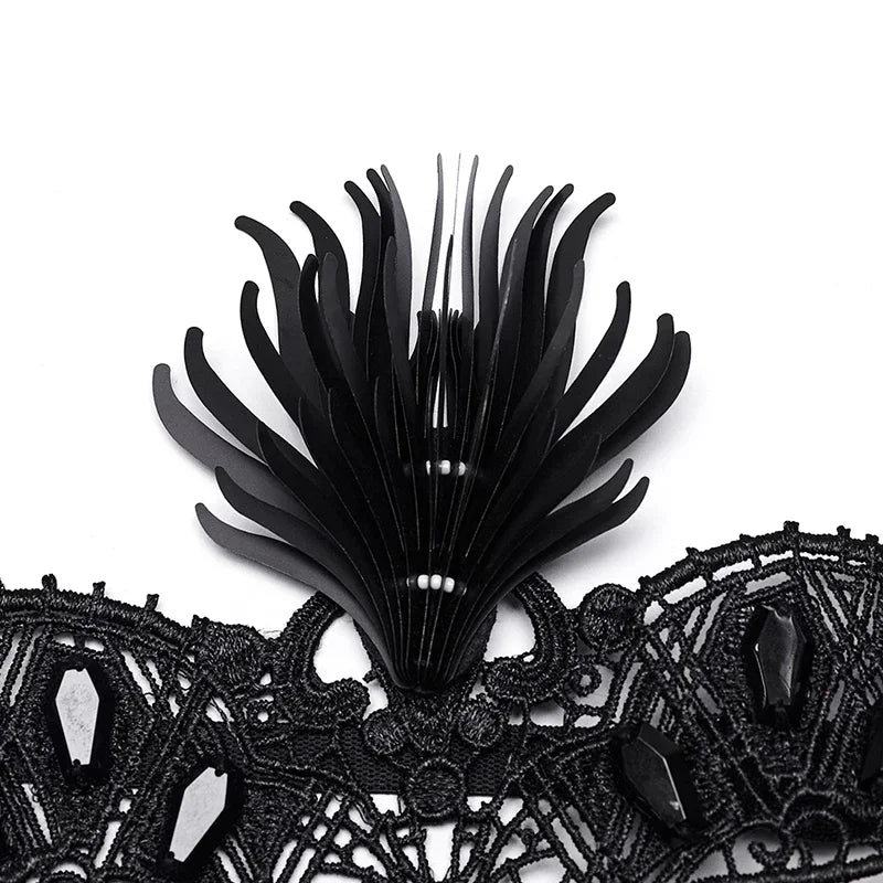 Gothic Fringed Lace Coffin Eye Mask