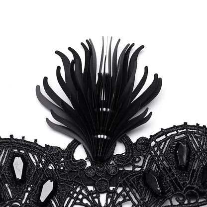 Gothic Fringed Lace Coffin Eye Mask