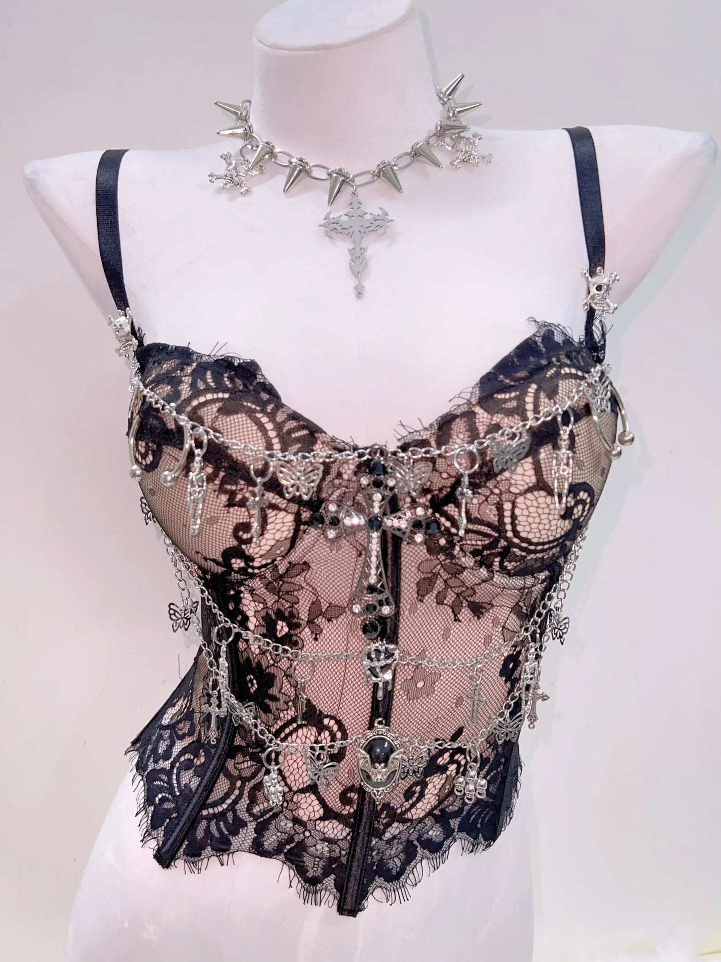Gothic Y2K Lace Crop Tank