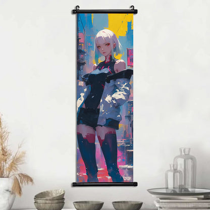 Cyber Rebecca Scroll Canvas: Futuristic Wall Art