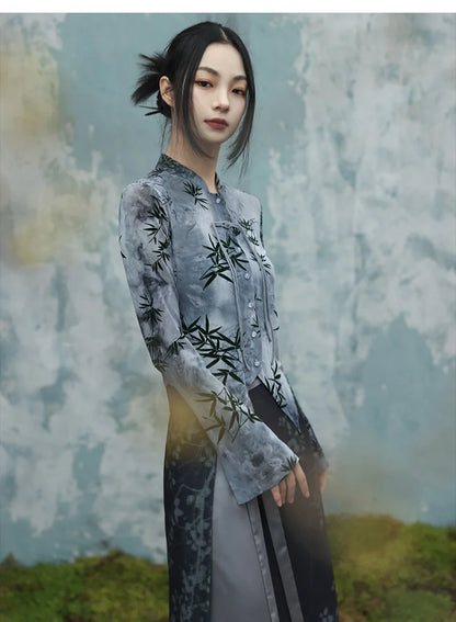 UMI MAO Bamboo Leaf Tie-Dye Spring Shirt
