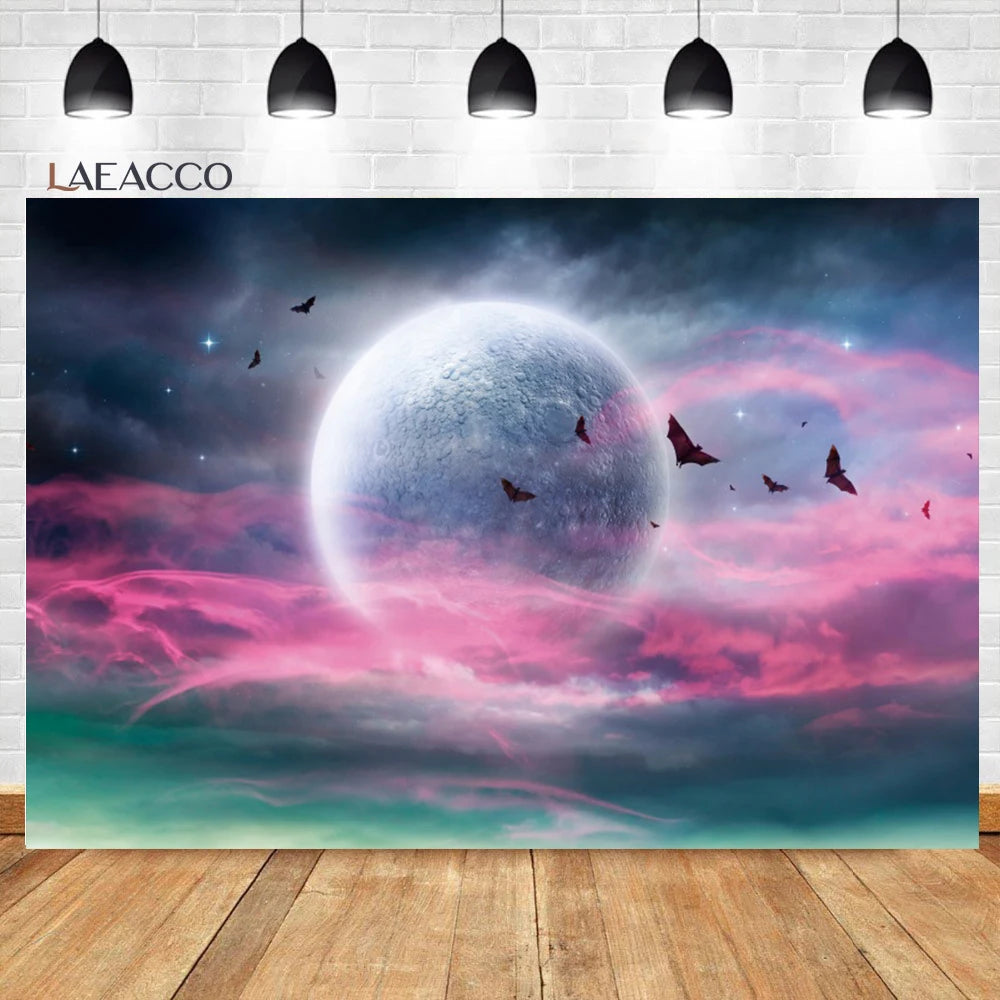 Moonlit Feline: Halloween Bat Castle Backdrop