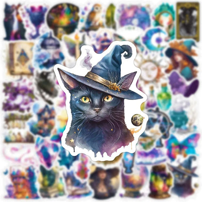 50Pcs Cool Art Gothic Apothecary Witchy Cat Moon Magic b