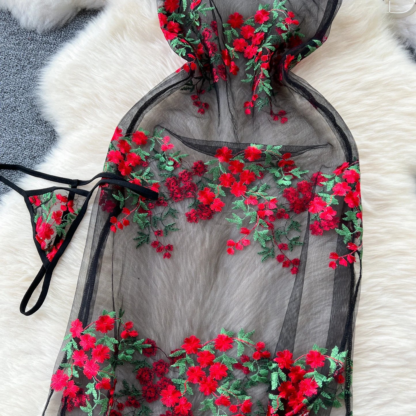 Floral Elegance: Chinese Style Mid-Calf Dress