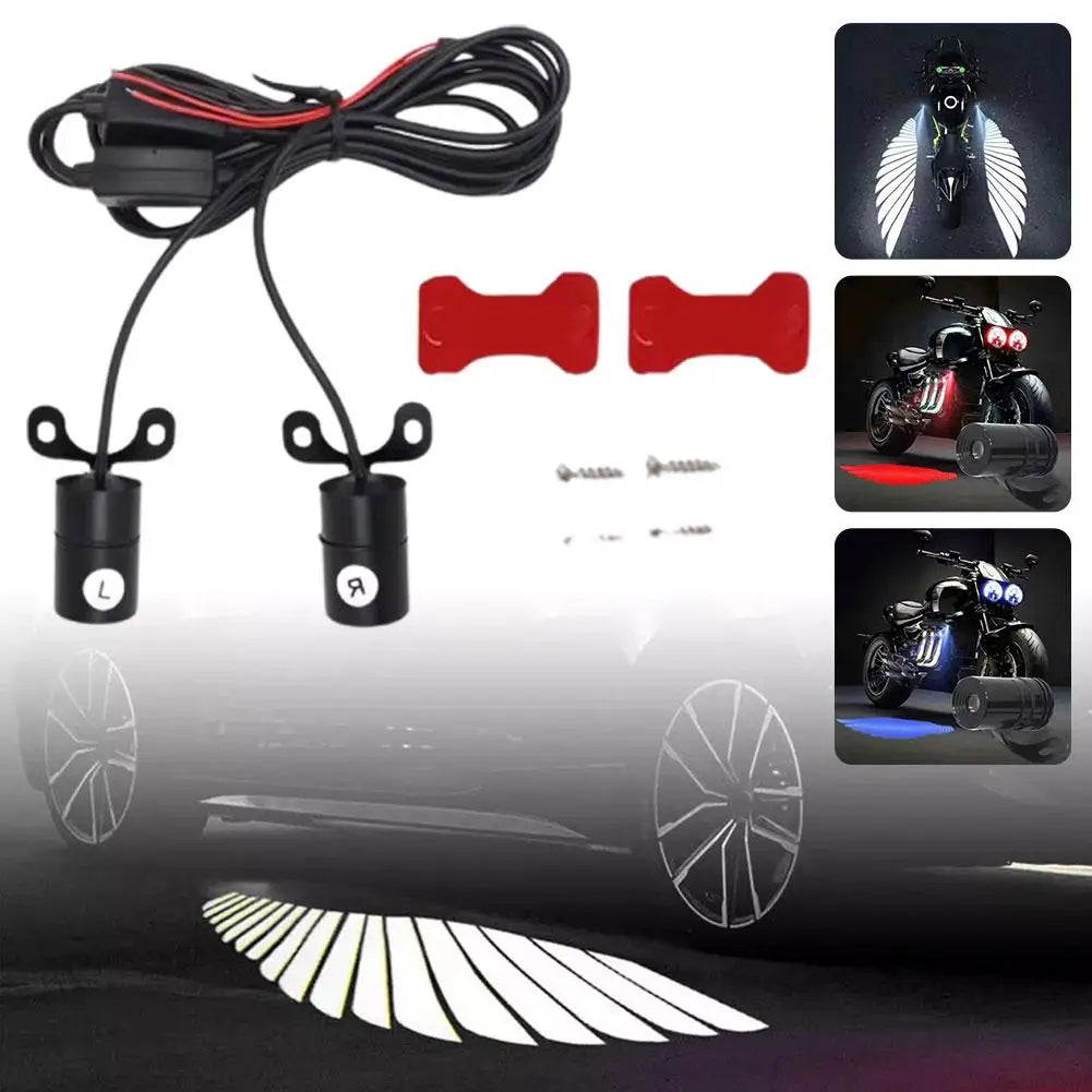 Winged Glow: Motorcycle LED Light Projectors Duo