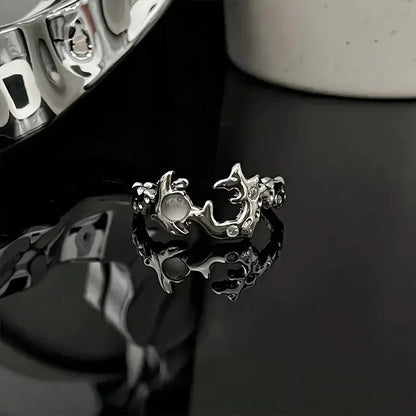 Celestial Trio: Sun, Moon & Stars Textured Ring