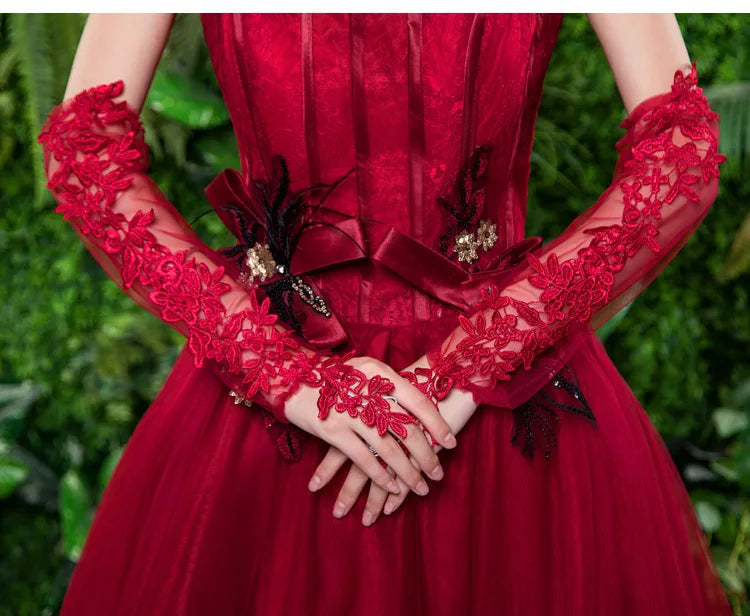 Lace Elbow-Length Fingerless Gloves