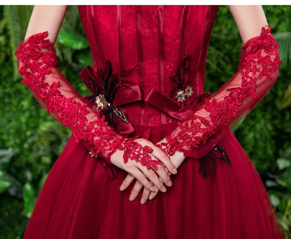 Lace Elbow-Length Fingerless Gloves