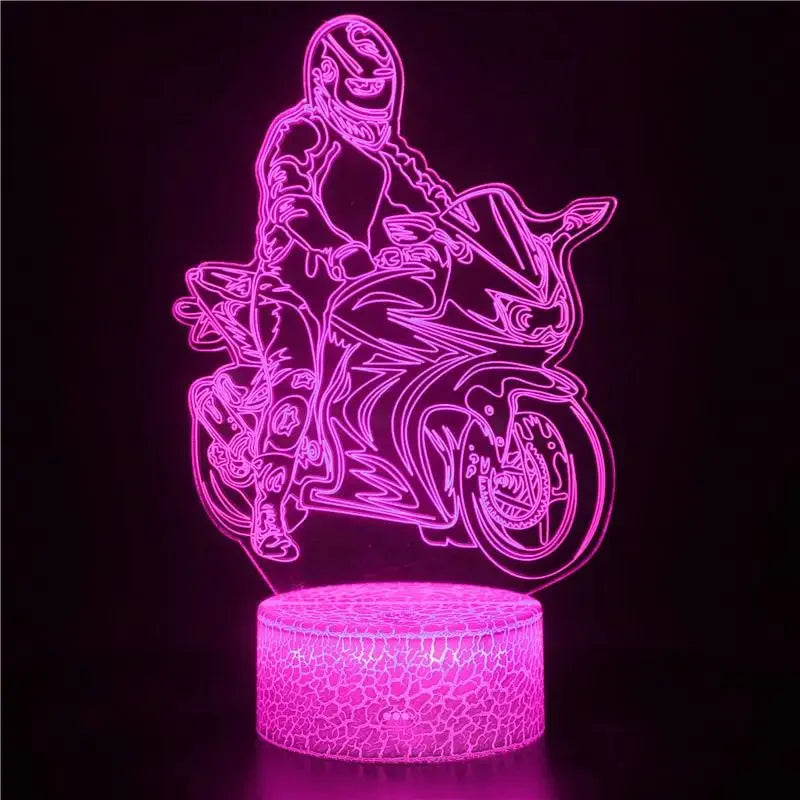 3D Motorcycle Night Light: Kids' LED Bedside Lamp