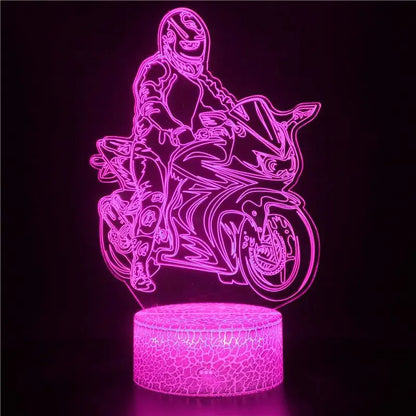 3D Motorcycle Night Light: Kids' LED Bedside Lamp